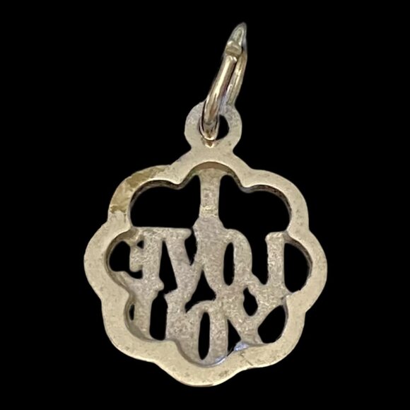 Charm I Love You .5" Wide Scalloped Edges Sterling Silver 925 - Picture 3 of 3
